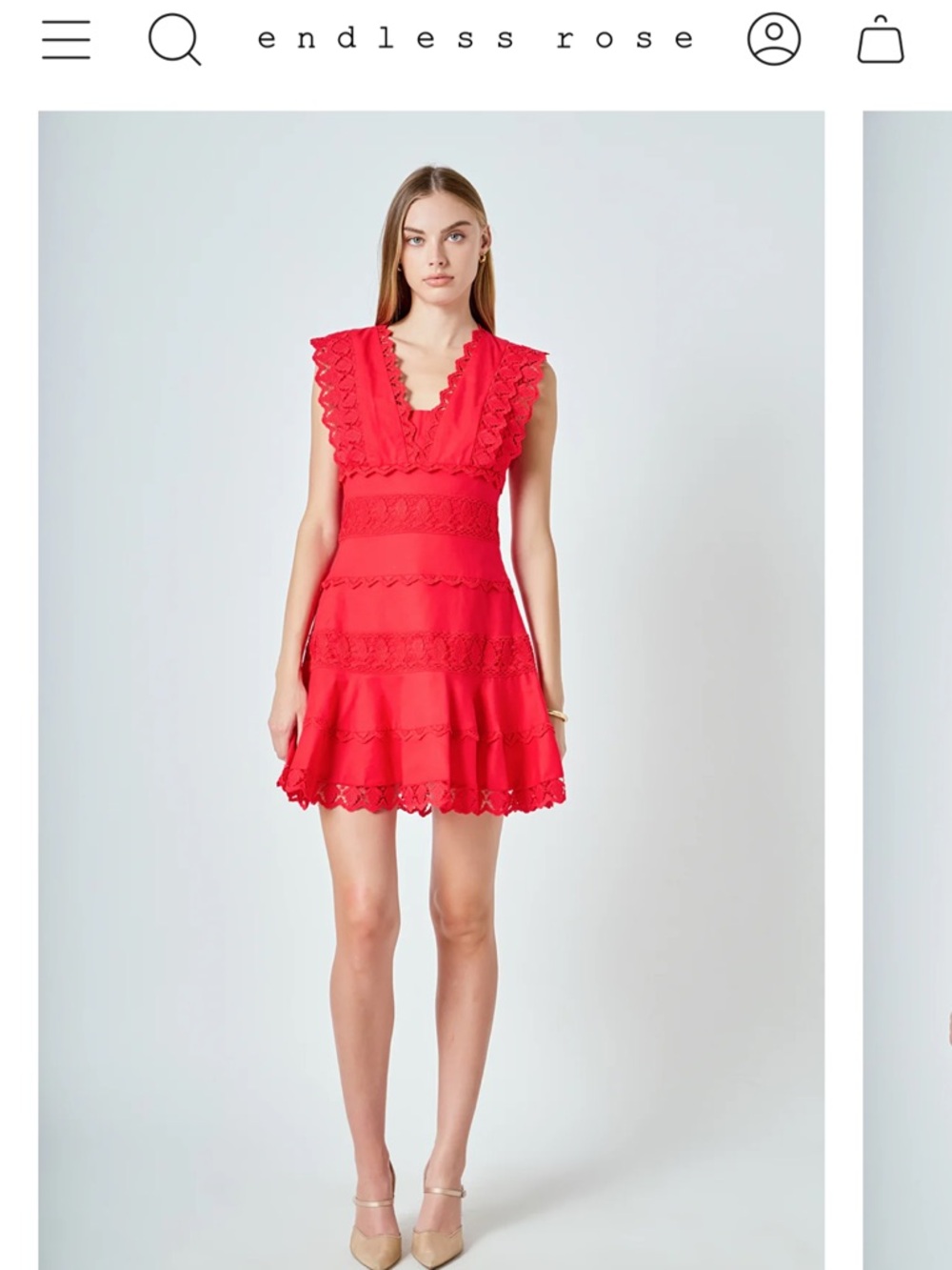Endless Rose Red Lace-Trim Mini Dress - Picture 5 of 5